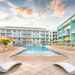 luxury apartment pool and courtyard